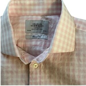 Charles Tyrwhitt Classic Fit Pink Gingham Dress Shirt Mens 16 1/2 33